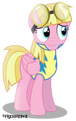 Size: 1886x3000 | Tagged: safe, artist:brony-works, imported from derpibooru, meadow flower, female, goggles, simple background, solo, transparent background, vector, wonderbolt trainee uniform