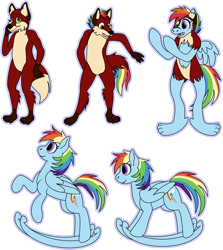 Size: 1257x1410 | Tagged: safe, artist:khramchee, imported from derpibooru, rainbow dash, oc, oc:borgri, anthro, fox, frown, furry, inanimate tf, objectification, open mouth, rocking horse, rule 63, simple background, smiling, toy, transformation, transformation sequence, transgender transformation, transparent background, wat