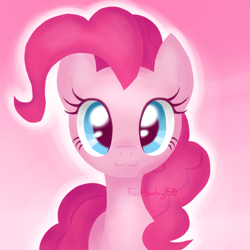 Size: 1000x1000 | Tagged: safe, artist:frostsentry150, imported from derpibooru, part of a set, pinkie pie, earth pony, pony, :3, cute, diapinkes, female, looking at you, mare, pink background, simple background, solo