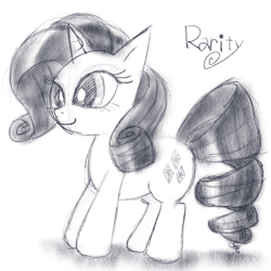 Size: 1280x1280 | Tagged: safe, artist:remyroez, imported from derpibooru, rarity, female, monochrome, solo