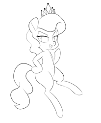 Size: 700x849 | Tagged: safe, artist:hidden-cat, imported from derpibooru, diamond tiara, earth pony, pony, belly button, female, lineart, monochrome, solo