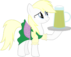 Size: 3000x2428 | Tagged: safe, artist:tuesday, imported from derpibooru, oc, oc only, oc:aryanne, earth pony, pony, alcohol, beer, beer stein, blonde, carrying, clothes, dirndl, dress, female, food, germany, oktoberfest, platter, simple background, smiling, solo, transparent background, vector