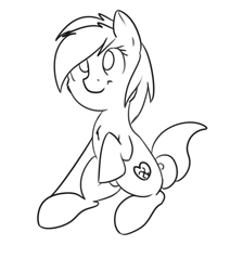 Size: 1265x1411 | Tagged: safe, artist:neuro, imported from derpibooru, oc, oc only, oc:aryanne, earth pony, pony, black and white, female, grayscale, heart, looking up, monochrome, nazi, nose wrinkle, outline, simple background, sitting, solo, swastika, white background