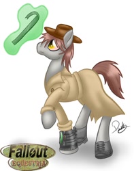 Size: 757x960 | Tagged: safe, imported from derpibooru, oc, oc only, oc:thrum beat, fallout equestria, fallout, pipboy, solo