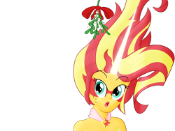 Size: 2560x1920 | Tagged: safe, artist:cybersquirrel, imported from derpibooru, sunset shimmer, equestria girls, friendship games, daydream shimmer, female, lipstick, mistletoe, solo