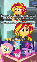 Size: 500x837 | Tagged: safe, edit, edited screencap, imported from derpibooru, screencap, fluttershy, pinkie pie, rainbow dash, sunset shimmer, twilight sparkle, equestria girls, rainbow rocks, female, image macro, implied lesbian, lesbian, meme, shipping, sunsetsparkle, twilight sparkle (alicorn)