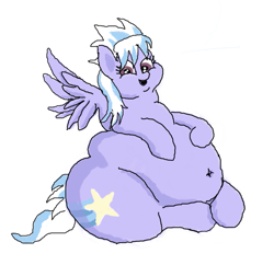 Size: 653x631 | Tagged: safe, artist:lupin quill, imported from derpibooru, cloudchaser, belly button, chubbychaser, fat, female, obese, simple background, solo