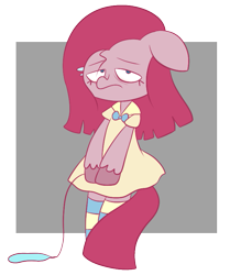 Size: 683x816 | Tagged: safe, artist:typhwosion, imported from derpibooru, pinkie pie, balloon, clothes, cute, cuteamena, deflated, deflation, female, pinkamena diane pie, simple background, solo, transparent background, unshorn fetlocks