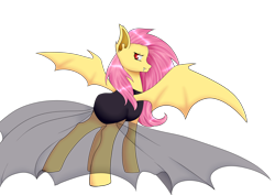 Size: 4092x2893 | Tagged: safe, artist:nalenthi, artist:notenoughapples, imported from derpibooru, fluttershy, bat pony, pony, clothes, collaboration, female, flutterbat, looking back, solo