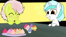 Size: 960x540 | Tagged: safe, imported from derpibooru, oc, oc only, pony, unicorn, colt, cupcake, female, filly, food, male, meme