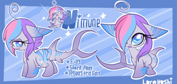 Size: 5253x2500 | Tagged: safe, artist:starlightlore, imported from derpibooru, oc, oc only, oc:nimune, original species, shark pony, reference sheet, solo