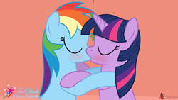 Size: 3840x2160 | Tagged: safe, artist:waveywaves, imported from derpibooru, rainbow dash, twilight sparkle, pegasus, pony, unicorn, advent calendar, duo, eyes closed, female, kiss on the lips, kissing, lesbian, mare, mistletoe, shipping, twidash, twidash advent calendar, unicorn twilight