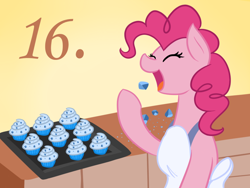 Size: 800x600 | Tagged: safe, artist:mod-named-carot, imported from derpibooru, pinkie pie, apron, clothes, cupcake, female, food, solo