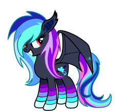 Size: 1024x886 | Tagged: safe, artist:deonna2018, imported from derpibooru, oc, oc only, oc:crystal shine bat, bat pony, pony, bat pony oc, female, mare, markings, multicolored hair, simple background, solo, transparent background