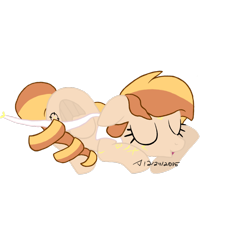 Size: 1280x1280 | Tagged: safe, artist:davetube24, imported from derpibooru, oc, oc only, oc:ara, pegasus, pony, clothes, food, orange, scarf, sleeping