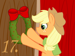 Size: 800x600 | Tagged: safe, artist:mod-named-carot, imported from derpibooru, applejack, christmas, female, solo, wreath