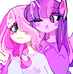 Size: 506x516 | Tagged: dead source, safe, artist:lovefool2, imported from derpibooru, fluttershy, twilight sparkle, alicorn, anthro, pegasus, blushing, clothes, female, lesbian, one eye closed, shipping, sweater, sweatershy, twilight sparkle (alicorn), twishy