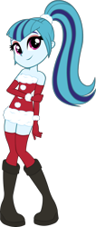 Size: 1270x2999 | Tagged: safe, artist:doctor-g, imported from derpibooru, sonata dusk, equestria girls, clothes, cute, female, santa costume, simple background, sleeveless, solo, strapless, transparent background, vector