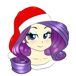 Size: 700x697 | Tagged: safe, artist:pia-sama, imported from derpibooru, rarity, human, collarbone, female, hat, humanized, portrait, santa hat, solo