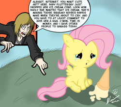 Size: 1500x1327 | Tagged: safe, artist:nexivian, imported from derpibooru, fluttershy, human, pony, baby, baby pony, crying, foal, food, ice cream, speech bubble