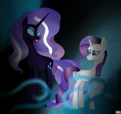Size: 1700x1600 | Tagged: safe, artist:norica-official, imported from derpibooru, nightmare rarity, rarity, pony, duality, duo, self ponidox