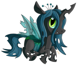 Size: 681x574 | Tagged: dead source, safe, artist:zipo-chan, imported from derpibooru, queen chrysalis, changeling, changeling queen, chibi, crown, cute, cutealis, female, jewelry, regalia, solo