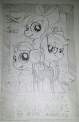 Size: 878x1358 | Tagged: safe, artist:drawponies, imported from derpibooru, apple bloom, scootaloo, sweetie belle, cutie mark crusaders, han solo, leia skywalker, luke skywalker, millenium falcon, monochrome, sketch, star wars, star wars: the force awakens, starkiller base, tie fighter, x-wing