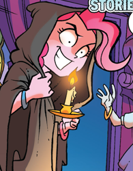 Size: 625x802 | Tagged: safe, artist:tonyfleecs, idw, imported from derpibooru, pinkie pie, rarity, equestria girls, spoiler:comic, cloak, clothes, outfit catalog