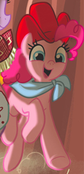 Size: 241x499 | Tagged: safe, artist:amy mebberson, artist:amymebberson, imported from derpibooru, pinkie pie, earth pony, pony, spoiler:comic, bandana, clothes, costume, cowboy hat, female, hat, mare, outfit catalog, quick draw mcgraw, solo