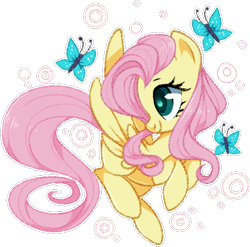 Size: 522x515 | Tagged: safe, artist:suzuii, imported from derpibooru, fluttershy, butterfly, female, solo