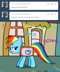 Size: 1280x1525 | Tagged: safe, imported from derpibooru, rainbow dash, askdashanddo, nyan cat, nyan dash, rainbow dash is not amused, tumblr, unamused