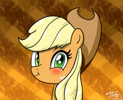 Size: 1600x1300 | Tagged: safe, artist:graytyphoon, imported from derpibooru, applejack, blushing, faic, female, smirk, solo, twiface
