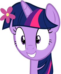 Size: 5060x6080 | Tagged: safe, artist:slb94, imported from derpibooru, twilight sparkle, alicorn, twilight time, absurd resolution, cute, female, flower, flower in hair, grin, simple background, smiling, solo, squee, transparent background, twiabetes, twilight sparkle (alicorn), vector, wide eyes