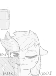 Size: 240x324 | Tagged: dead source, safe, artist:keeponhatin, imported from derpibooru, applejack, drinking, monochrome