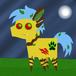 Size: 650x650 | Tagged: safe, artist:yuuri ishtar, imported from derpibooru, oc, oc only, oc:amarok woods, original species, timber pony, timber werepony, donut steel, solo