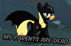 Size: 5142x3326 | Tagged: safe, artist:drawponies, imported from derpibooru, applejack, applejack's parents, batman, batmare, caption, female, my parents are dead, solo