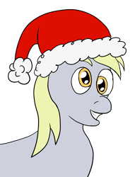 Size: 2484x3257 | Tagged: safe, artist:yadge, imported from derpibooru, derpy hooves, pegasus, pony, christmas, female, hat, mare, santa hat, simple background, solo