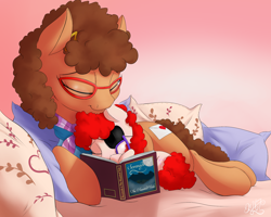 Size: 2500x2000 | Tagged: safe, artist:nobody47, imported from derpibooru, twist, oc, oc:trissie, cute, eyepatch, mother and daughter, reading, twistabetes