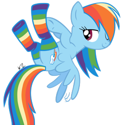 Size: 900x900 | Tagged: safe, artist:katze2012, imported from derpibooru, rainbow dash, clothes, cute, dashabetes, female, hair over one eye, one eye closed, rainbow socks, simple background, socks, solo, striped socks, transparent background, underhoof, vector