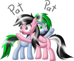 Size: 1500x1255 | Tagged: safe, artist:vingamena, deleted from derpibooru, imported from derpibooru, oc, oc only, oc:vingamena, earth pony, pegasus, pony, awkward, awkward sibling hug, cute, gravity falls, hug, patting, simple background, transparent background