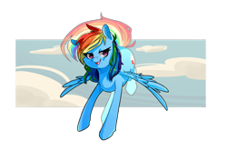 Size: 1849x1227 | Tagged: safe, artist:tomat-in-cup, imported from derpibooru, rainbow dash, pegasus, pony, cloud, female, looking at you, mare, open mouth, simple background, smiling, solo, transparent background