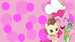 Size: 1600x900 | Tagged: safe, artist:sailortrekkie92, artist:sakatagintoki117, imported from derpibooru, gummy, pinkie pie, pound cake, eyes closed, group hug, happy, pacifier, vector, wallpaper