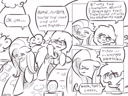 Size: 4000x3000 | Tagged: safe, artist:dilarus, deleted from derpibooru, imported from derpibooru, fluttershy, rainbow dash, comic:the best of intentions, black and white, comic, grayscale, monochrome