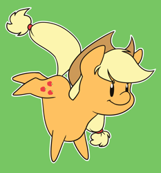 Size: 1200x1287 | Tagged: safe, artist:estrill, imported from derpibooru, applejack, bucking, chibi, cute, female, jackabetes, simple background, solo