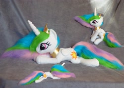 Size: 4320x3072 | Tagged: safe, artist:epicrainbowcrafts, imported from derpibooru, princess celestia, beanie (plushie), irl, photo, plushie, prone, solo