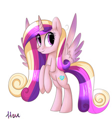 Size: 900x1000 | Tagged: safe, artist:heu-hey, imported from derpibooru, princess cadance, female, rearing, simple background, solo, spread wings