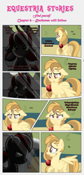 Size: 1919x3965 | Tagged: safe, artist:estories, imported from derpibooru, oc, oc only, oc:alice goldenfeather, oc:squeaky pitch, earth pony, pegasus, pony, comic:find yourself, comic, crying, floppy ears