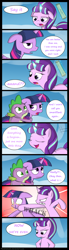 Size: 1700x6150 | Tagged: safe, artist:pandramodo, imported from derpibooru, spike, starlight glimmer, twilight sparkle, alicorn, pony, the cutie re-mark, abuse, alternate ending, bad end, broken teeth, comic, derp, female, gap teeth, knock out, mare, parchment, punch, this will end in timeline distortion, twilight sparkle (alicorn), twilybuse, uh oh, what really happened