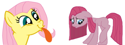 Size: 1024x370 | Tagged: safe, artist:streetsweep237, imported from derpibooru, fluttershy, pinkie pie, body swap, personality swap, pinkamena diane pie, sad