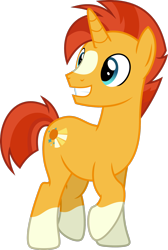 Size: 1600x2381 | Tagged: safe, artist:chainchomp2, imported from derpibooru, sunburst, pony, unicorn, the cutie re-mark, .svg available, blaze (coat marking), coat markings, facial markings, looking back, male, older, raised hoof, raised leg, simple background, smiling, socks (coat markings), solo, stallion, transparent background, vector